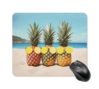 Seaside Beach Yellow Geometric Pineapple Square Mouse Pad Portable Computer Mousepad with Non-Slip Rubber Base 25 * 30cm Ultra-Thin Gaming Mouse Mat for Computer Laptop Office Desk Accessories