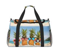 Seaside Beach Yellow Geometric Pineapple Travel Duffel Bag Large Foldable Waterproof Overnight Bag Beach Swim Bags Pool Sports Gym