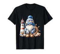 Seaside Boat Captain Gnome For Men With Lighthouse At Ocean T-Shirt