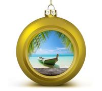 Seaside Boat Christmas Ball Ornament Shatterproof Hanging Ball Ornaments with String Decorative Christmas Baubles for Xmas Tree Home Wedding Holiday Party Decor Supply