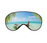 Seaside Boat Coconut Leaves Eye Mask, Side Sleeping Mask Light Blindfold Sleeping Mask Nose Pad and Elastic Band for Children Women and Men