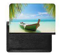 Seaside Boat Coconut Leaves Passport Cover Protector Rfid Blocking Passport Holder Id Card Holder Secure Travel Wallet Organizer for Passport Tickets Credit Cards, style, One Size