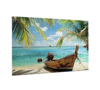 Seaside Boat Coconut Leaves Printed Picture Puzzle 1000 Pieces,Personalised Jigsaw Puzzle,Wooden Jigsaw Puzzles For Adults And Kids,Fun Jigsaw Puzzles As A Xmas Gift Or Decorative Collection.