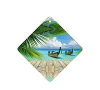 Seaside Boat Coconut Leaves Printing 10 Pieces Air Freshener Car Hanging Cards Air Freshener Sheets With Rope For Cars Home