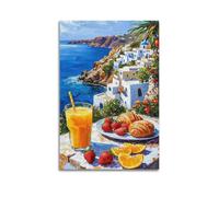 Seaside Breakfast Wall Art, Fresh Print, Life Poster, Refreshing Canvas Picture, Inviting Decor for Living Room Artistic Wall Mural Modern Hanging Decor Poster16x24inch(40x60cm)