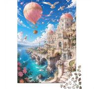 Seaside Castle Hot Air Balloon 1000 Pieces Mini Jigsaw Puzzle for Adults