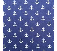 Seaside Coast Holiday Themed Fabric - Fat Quarter Bundles, Half Metres & Metre Lengths - Material (Navy White Little Anchors, Half Metre)