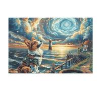 Seaside Corgi 1000 Piece Jigsaw Puzzle for Adults Magical Cosmic Creatures Solo Leisure Time Challenging Fun No Dust Pieces Great Gift for Puzzle Enthusiasts 1000 PCS