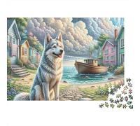 Seaside Cottage Dog Jigsaw Puzzle for Adults 1000 Piece Jigsaw Puzzle Relaxing Family Game 38x26cm/1000pcs