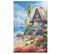 Seaside Cottage Wooden Jigsaw Puzzles 1000 Piece Puzzle For Adults. Challenging To Complete But Fun And Humorous Jigsaws 78×53cm