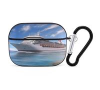 Seaside Cruise Ship AirPod Pro Case, Anti Scratch Hard PC Cover with Keychain, AirPod Pro 2nd/1st Case Accessories for Women Men, Black-Style