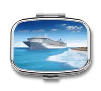 Seaside Cruise Ship Cute Travel Pill Organizer Compact and Portable Pill Box,Pill Case for Travel Essentials for Pocket Purse