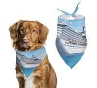 Seaside Cruise Ship Dog Bandana Triangle Dog Scarf Washable Polyester Dog Bibs Cute Pet Bandana for Medium Large Dogs Puppy and Cats