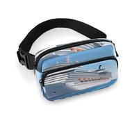Seaside Cruise Ship Fanny Pack for Men Women, Durable Sling Chest Bag with Adjustable Strap & Large Pocket, Small Crossbody Bag for Running, Hiking, Cycling, Travel