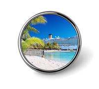 Seaside Cruise Ship Lapel Pins Metal Pin Badge Personalized Pinback Button Badges Classic Round Badge Recognition Enamel Lapel Pin for Jackets, Backpacks, Bags