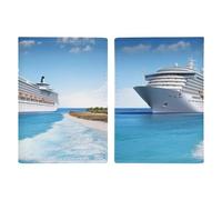 Seaside Cruise Ship Leather Passport Holder Handmade Passport Cover with Card And Ticket Slot Easy Access Passport Case Passport Wallet Passport Holder for Women And Men, style, 20.3x13.8cm