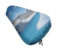 Seaside Cruise Ship Padded Bike Seat Cushion with Drawstring Soft Comfort Waterproof Bicycle Seat Cover, Wide Saddle Protection Covers Protector for Men Women for Exercise Mountain Road Bikes