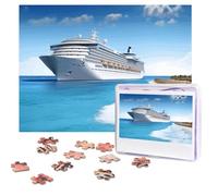 Seaside Cruise Ship Puzzles 500 Pieces Personalized Jigsaw Puzzles with storage bag Photos Puzzle for Adults Challenging Picture Puzzle for Men Women Home Decor (52x38 CM)