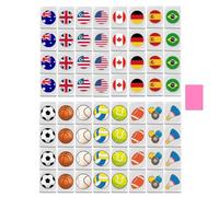 Seaside Escape Game Blocks - 65 Tile Mahjong Set, National Flag Theme, Family Board Game for Adults & Kids