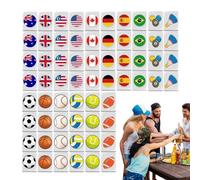 Seaside Escape Game Blocks Mahjong Sets, 30mm Flag Pattern Mahjong Tile Set with 64 Tiles, National Flag Mahjong Game Set Mahjong Style Tile Games