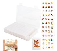 Seaside Escape Game Blocks Mahjong Sets, 65 Tiles 30mm Blocks Mahjong Tile Game, Funny Mini Mahjong Sets with 3 Sets of Cute Stickers and Mahjong Box, Family Board Games for Kids and Adults (B)