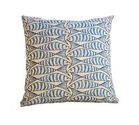 Seaside Fish Nautical Double Sided Cushion Cover. Sardine Design. Navy indigo blue fish against a white background. 17" x 17" Square.