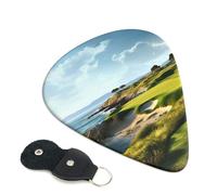 Seaside Golf Course 6 Pack Guitar Picks With Holder, Personalized Guitar Plectrums Non-Slip Portable Ukulele Bass Picks 0.71mm For Acoustic Guitar Lovers Gifts