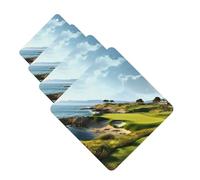 Seaside Golf Course Car Air Fresheners Cards Set of 4 Pieces Personalized Car Fresheners Gifts for Men Women Auto Aromatherapy Tablets Hanging Scented Cards for Wardrobe Bathroom