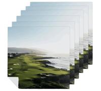 Seaside Golf Course Cloth Napkins 18 X 18 Inch, 6 PCS Polyester Napkins, Soft & Absorbent Cloth Dinner Napkin for Wedding, Party, Restaurant, Elegant Table Decor