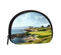 Seaside Golf Course Coin Purse, Mini Wallet for Women Men Gifts Change Bag with Zipper Shell Shaped Small Coin Bag Travel Organizer Change Storage Pouch for Cash, Cards, Keys, Lipstick