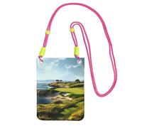 Seaside Golf Course Crossbody Bags for Women Trendy Small Travel Cell Phone Bag Phone Purses Wallet for Men Fuchusia