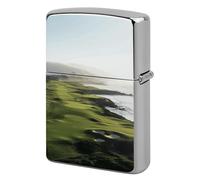 Seaside Golf Course Lighter Case Metal Protective Cover with Double-Sided Art Design, Cool Lighters Pouch Shockproof Lighter Cover for Men Women Gifts, Lighters Not Included