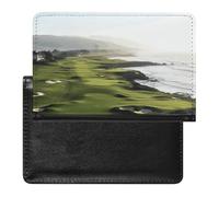 Seaside Golf Course Passport Holder with 3 Card Slots, Portable PU Leather Travel Wallet, Slim Protective Cover for Passport, ID, Credit Cards