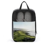 Seaside Golf Course Shoe Bag Waterproof & Breathable Shoe Pouch for Travel, Portable Carry Case for Sports Sneakers, Gym, Vacation