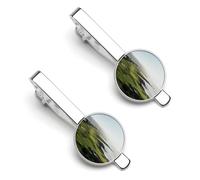 Seaside Golf Course Tie Clip Set Personalized Tie Clips for Men Business Fashion Designs,Tie Bar for Wedding Anniversary Business