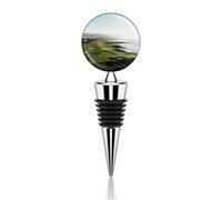 Seaside Golf Course Wine Stopper - Reusable Leak Proof Wine Bottle Stopper Zinc Alloy Air Tight Seal, Decorative Bottle Stoppers Fit Standard Bottles, Party, Gift for Wines Lovers