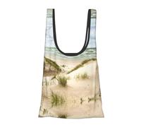 Seaside Grand Tidal Print Foldable Reusable Grocery Bag Lightweight Shopping Tote for Groceries Travel Beach Eco-Friendly Compact Adventure Tote