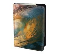 Seaside Grand Waves Tidal Print 5.5 Inch Passport For Men And Women Lightweight Stylish Travel Document Wallet, Black, One Size