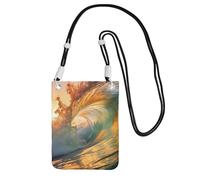 Seaside Grand Waves Tidal Print Mini Cell Phone Crossbody Purses Travel Wallet Purses,Small Crossbody Bags Adjustable Strap, Black, One Size