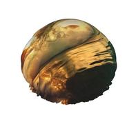 Seaside Grand Waves Tidal Print Reusable Shower Cap For Women Shower Caps With Double-Layer Elastic For Long Hair Bath