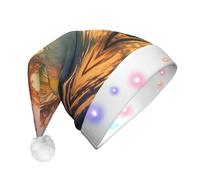 Seaside Grand Waves Tide Print LED Christmas Hat for Adults, Unisex Christmas Hat for New Year, Festive Party