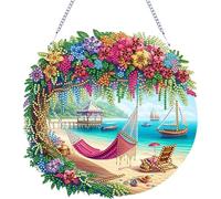 Seaside Hammock 2D Flat DIY Diamond Art Pendant Set Home Decor (cc19)