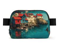 Seaside Haven Square-shaped Waist Bag with Durable Polyester and Adjustable Strap for Daily Outdoor Wearing