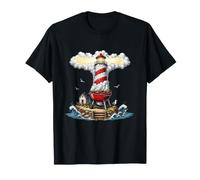 Seaside Lighthouse Barbecue Grill Ocean Waves T-Shirt