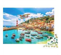 Seaside Marina Jigsaw Puzzles 1000 Piece Recyclable Material Harbour Puzzle for Adults Great Gift Idea Fun Family Gaming Time Activity 70x50cm/1000pcs