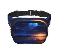 Seaside moonlight Fitness travel shoulder bag, fashionable and casual waist bag, square double-layer waist bag, Black, One Size, Black, One Size