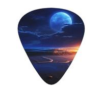 Seaside moonlight Printed pick set - 12 pieces, thin, medium and thick guitar picks, suitable for guitar, bass, electric guitar and ukulele