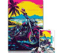 Seaside Motorcycle Puzzles for Teenagers Teens 1000pc Puzzle,Decompressing Intellectual Educational Toy Secret Santa Gifts 38x26cm
