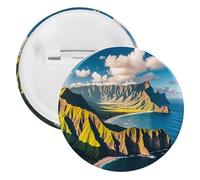 Seaside Mountain Skyline Badge Metal Round Pins, Lightweight Brooch for Backpack, Fashion Button Pins Badge for Shirts, Jackets, Shawl Coat, Unisex, 20PCS, Tinplate, metal round pins