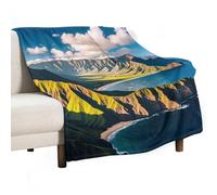 Seaside Mountain Skyline Blanket, Soft Flannel Fleece Blankets Quick-Dry, Lightweight Throw Blanket for Couch, Bed, Office & Travel, Ideal Gift for Family & Friends, 50"x70"